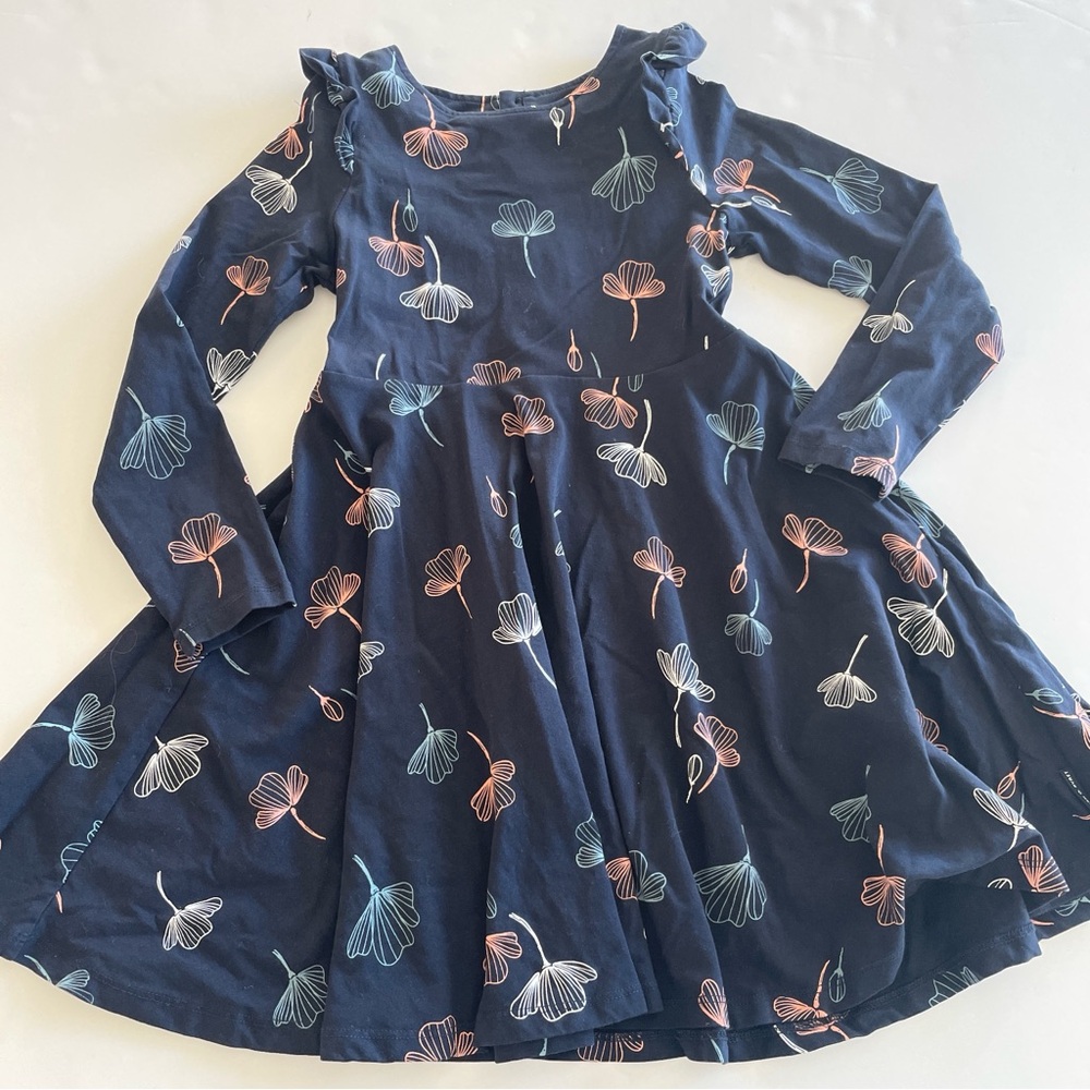 Polarn O. Pyret Navy Dress with Floral Design
